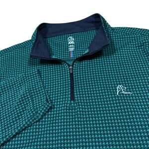 Rhoback Sweater Mens 2XL 1/4 Zip Long Sleeve Green Houndstooth Golf Performance